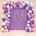 Heart Eyes Only pink and purple curtain balloon backdrop for a birthday, DCCL Events Singapore