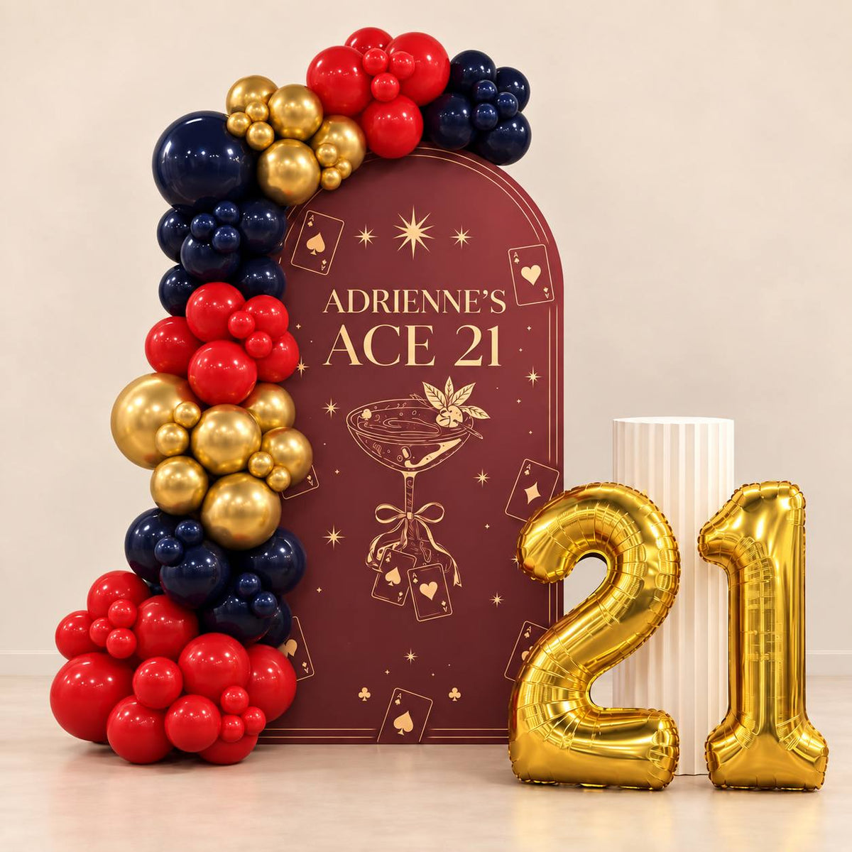 Ace the Night casino theme balloon backdrop for a milestone birthday, DCCL Events Singapore