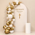 Blessed Beginnings ivory and gold balloon backdrop for a dedication, DCCL Events Singapore