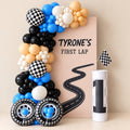 Fast Lane race car balloon backdrop for a birthday, DCCL Events Singapore