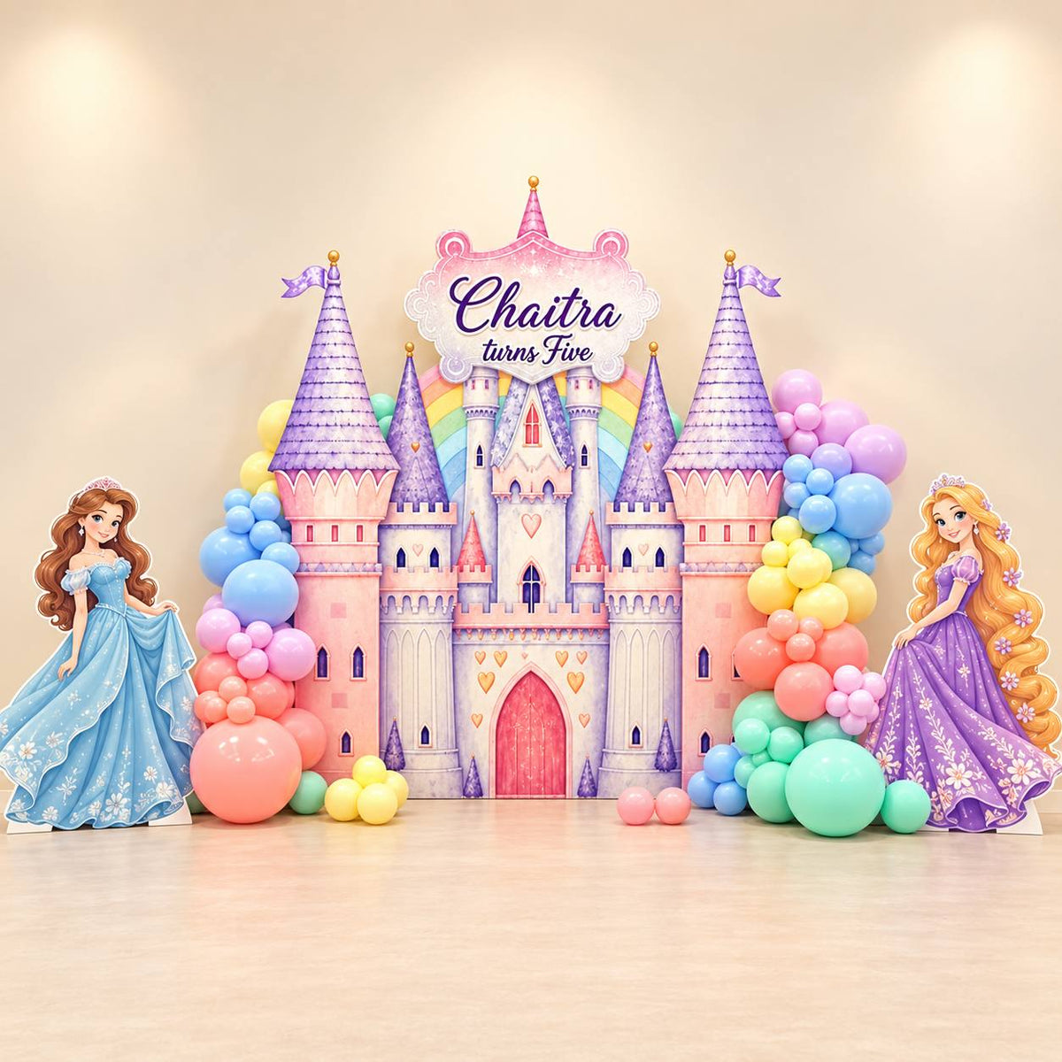 Once Upon a Birthday princess castle balloon backdrop for a birthday, DCCL Events Singapore