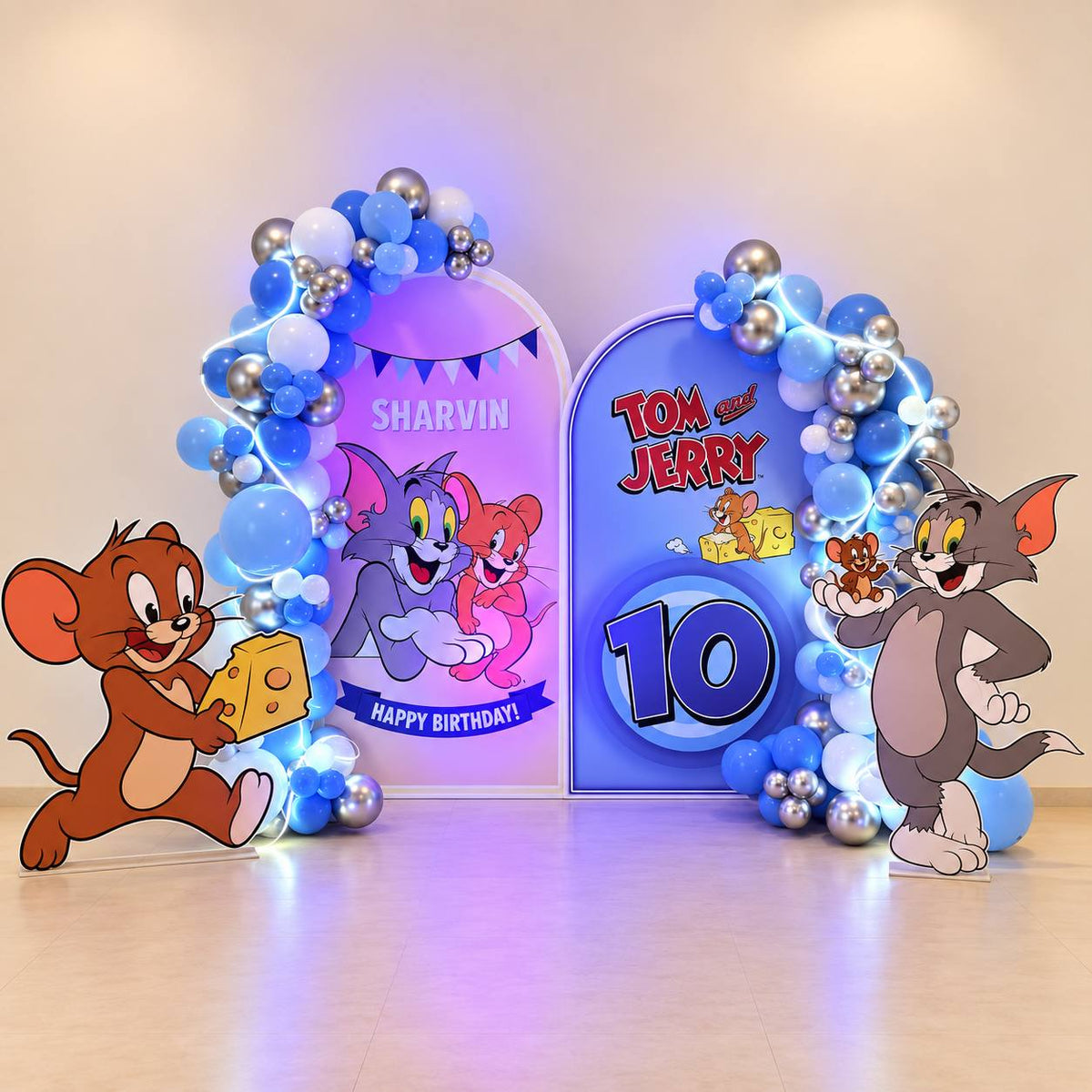 Chase & Cheese Tom and Jerry balloon backdrop for a birthday, DCCL Events Singapore