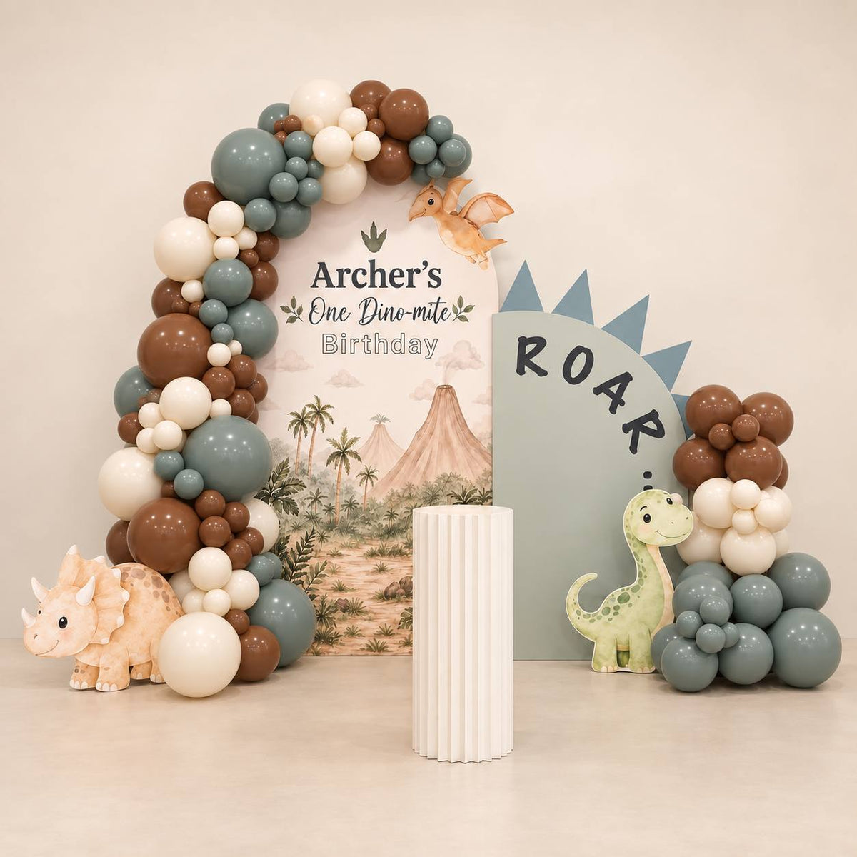 Jurassic Journey dinosaur balloon backdrop for a birthday, DCCL Events Singapore