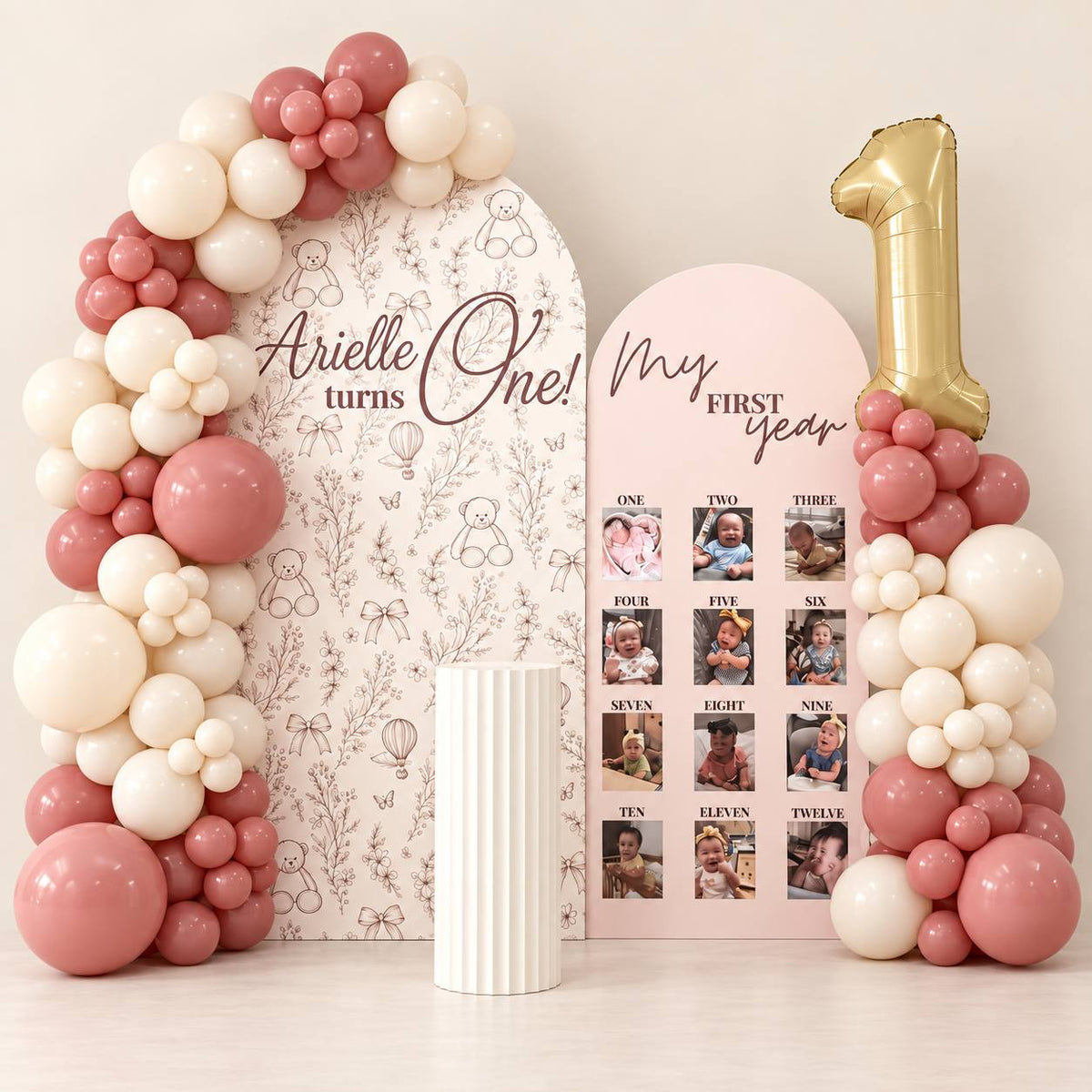 First Year Fairytale teddy fairytale balloon backdrop for a first birthday, DCCL Events Singapore