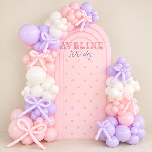 Bow Wishes pink and lilac bow balloon backdrop for a birthday, DCCL Events Singapore