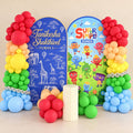 Super Simple Songs character balloon backdrop for a first birthday, DCCL Events Singapore
