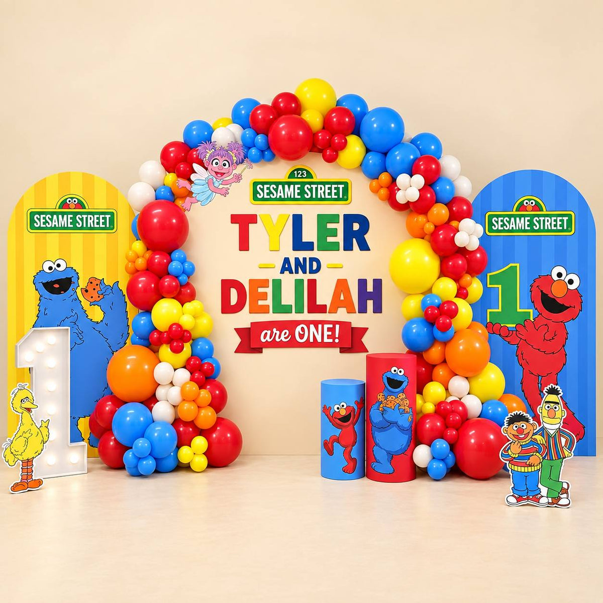 Elmo Sesame Street Elmo character balloon backdrop for a birthday, DCCL Events Singapore
