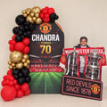 Glory Days Manchester United balloon backdrop for a milestone birthday, DCCL Events Singapore